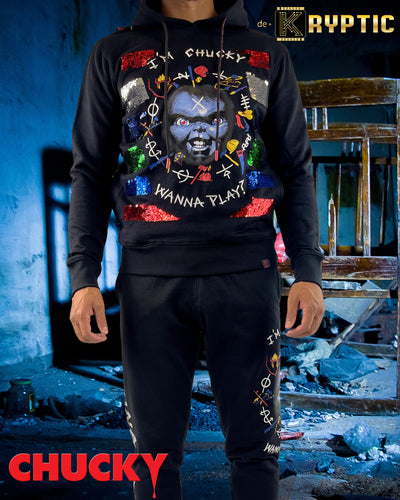 deKryptic x Chucky - Sequined Black Hoodie