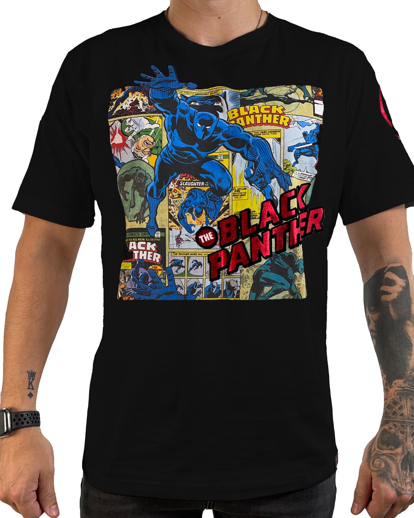 deKryptic x Marvel© x Black Panther Comic Strip Black T-Shirt