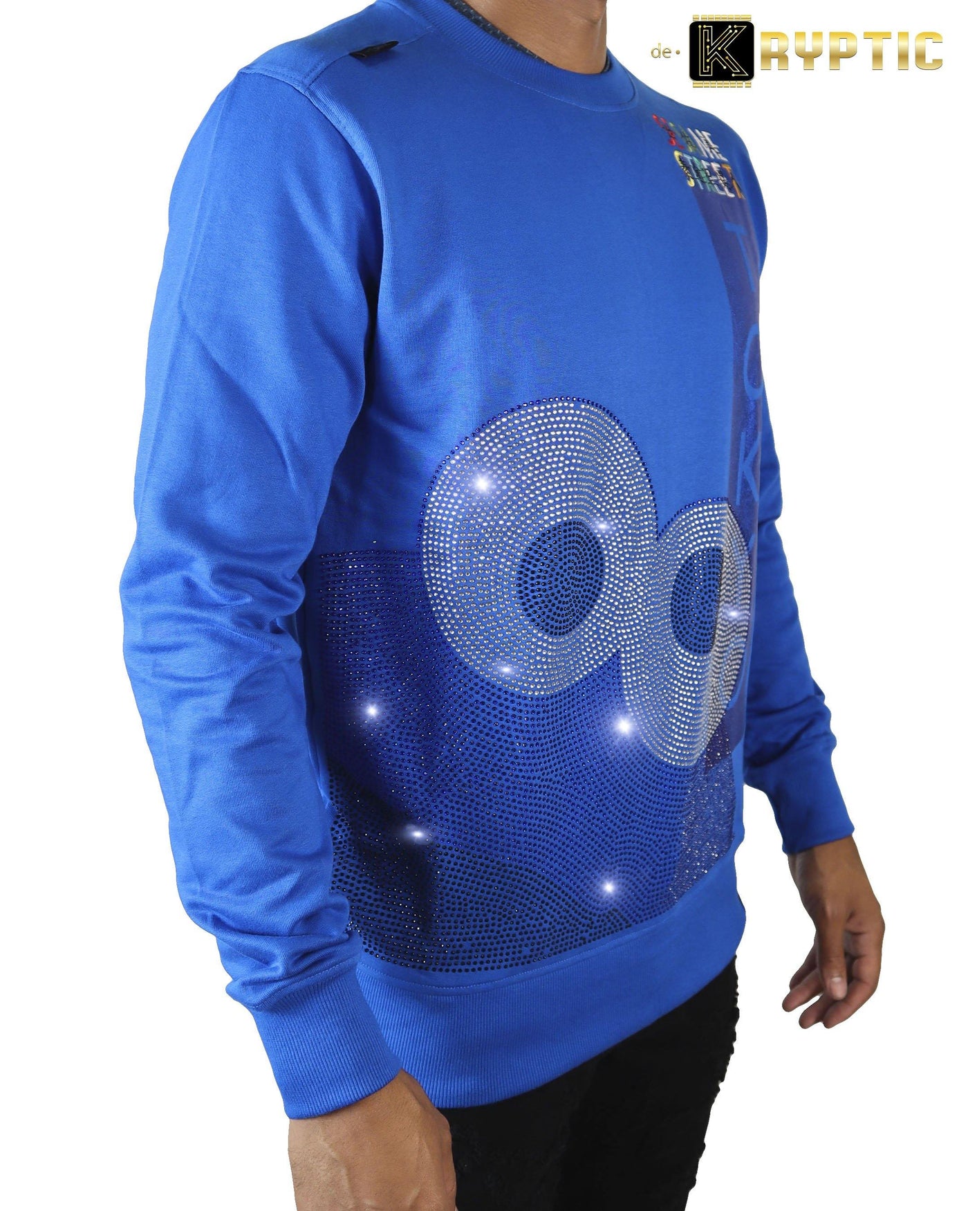deKryptic x Sesame Street® - Cookie Monster Tokyo Rhinestoned Blue Crewneck - de•Kryptic