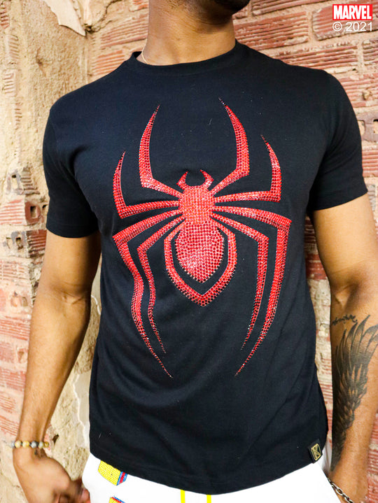deKryptic x Marvel© x Spider-Man: Miles Morales Rhinestone Black T-Shirt