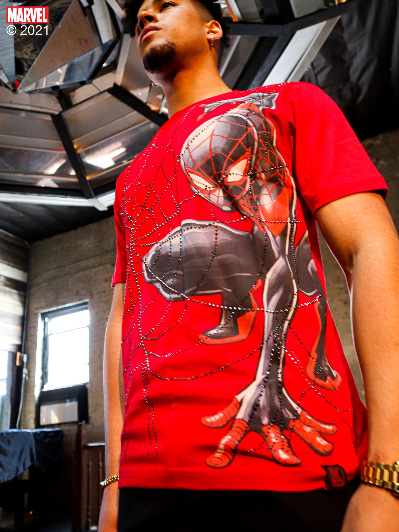 deKryptic x Marvel© x Spider-Man: Web Slinger Rhinestone Red T-Shirt