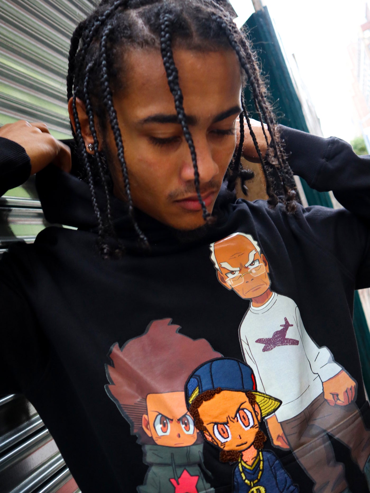 deKryptic x The Boondocks - Grandkids Embroidered Black Hoodie