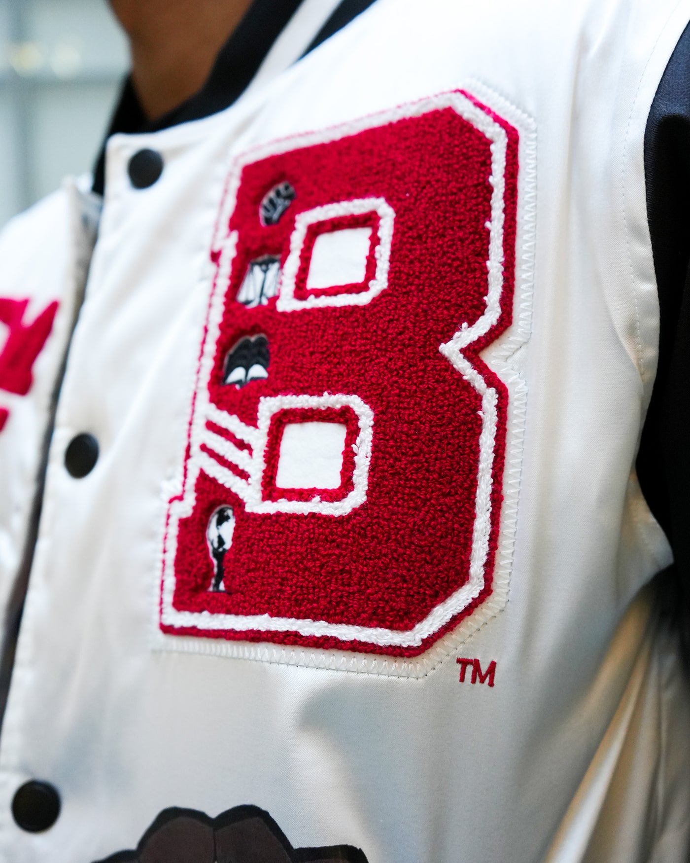 deKryptic x The Boondocks - Olympians White Varsity Satin Jacket
