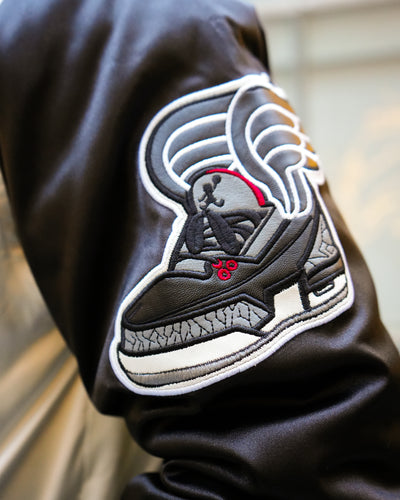 deKryptic x The Boondocks - Olympians White Varsity Satin Jacket